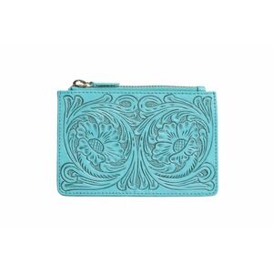 Myra Bloom on the Range Turquoise Leather Tooled Wallet Card Holder S-11364